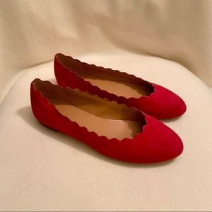 ✨EUC J. Crew Genuine Suede Scalloped Ballet Flats